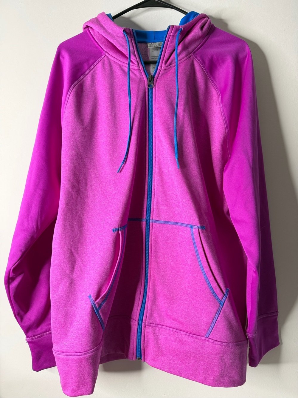 Champion Hot Pink Full-Zip Hoodie with Blue Trim